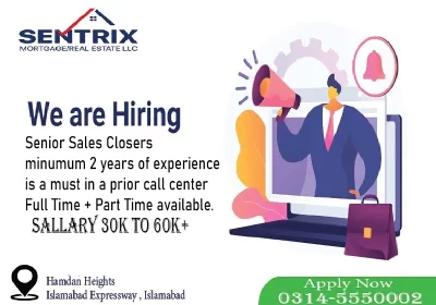 We are hiring, senior sales closer with minimun 2 years of experience.