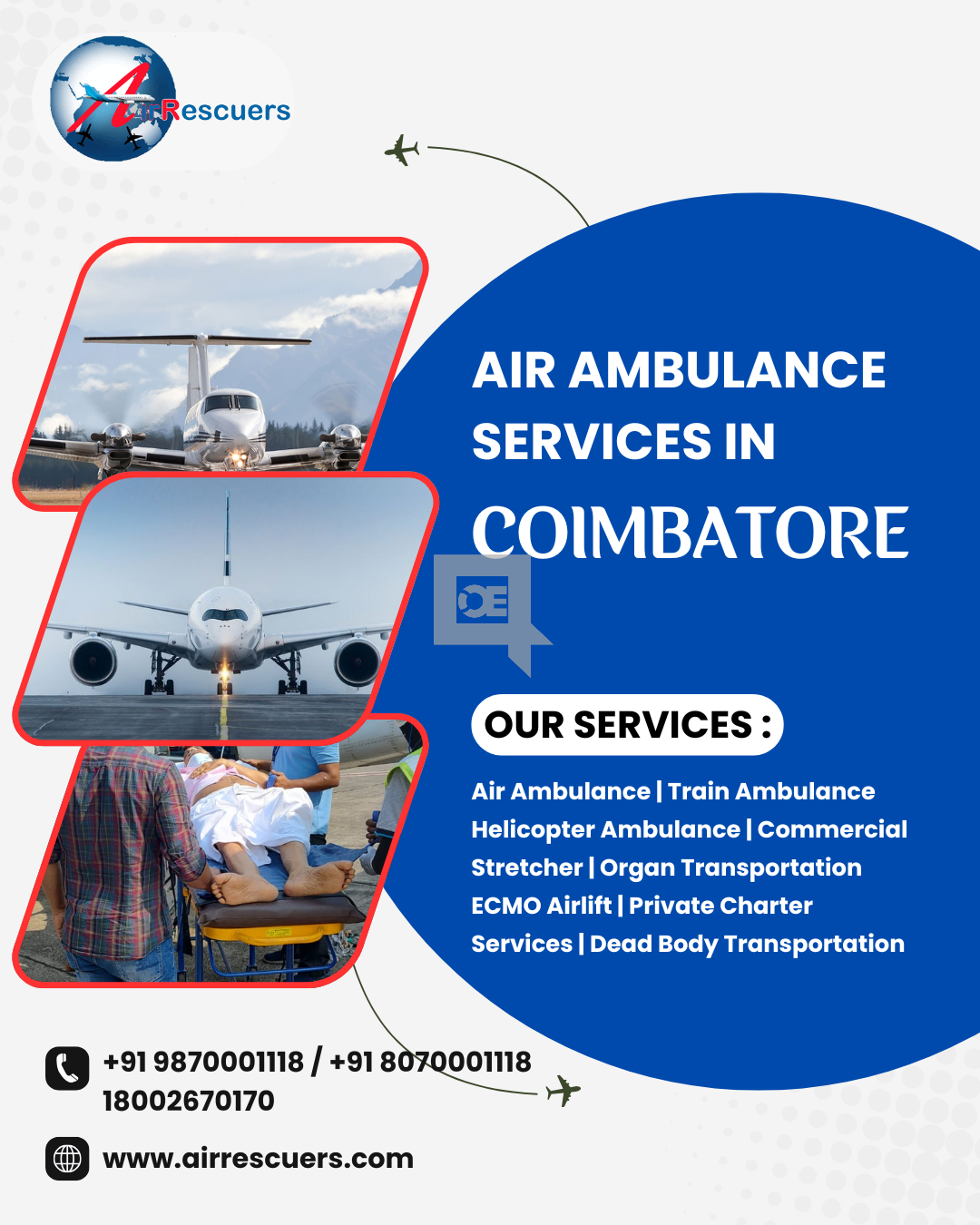 Emergency Air Ambulance Services in Coimbatore, Anytime, Anywhere